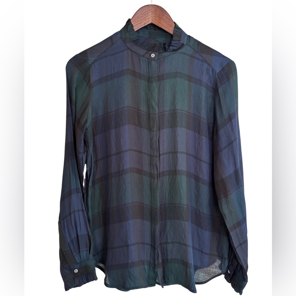 Loft Blouse Size S Color: navy blue & dark green